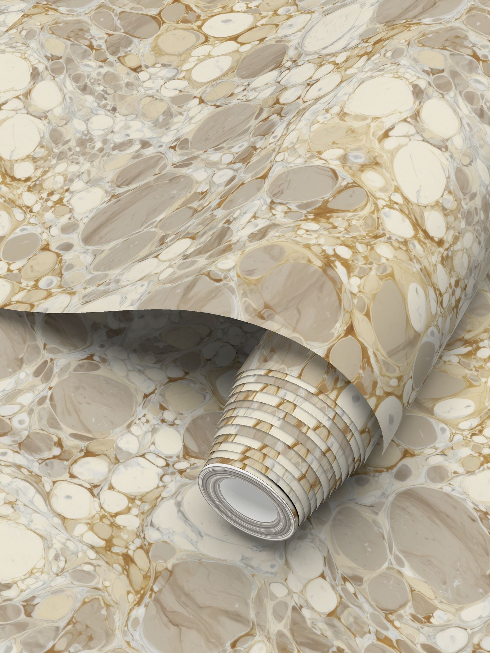 Keats Pebble Marbled Wallpaper – Beige/Cream by Kevin Francis Design | Luxury Area Rugs & Home Decor
