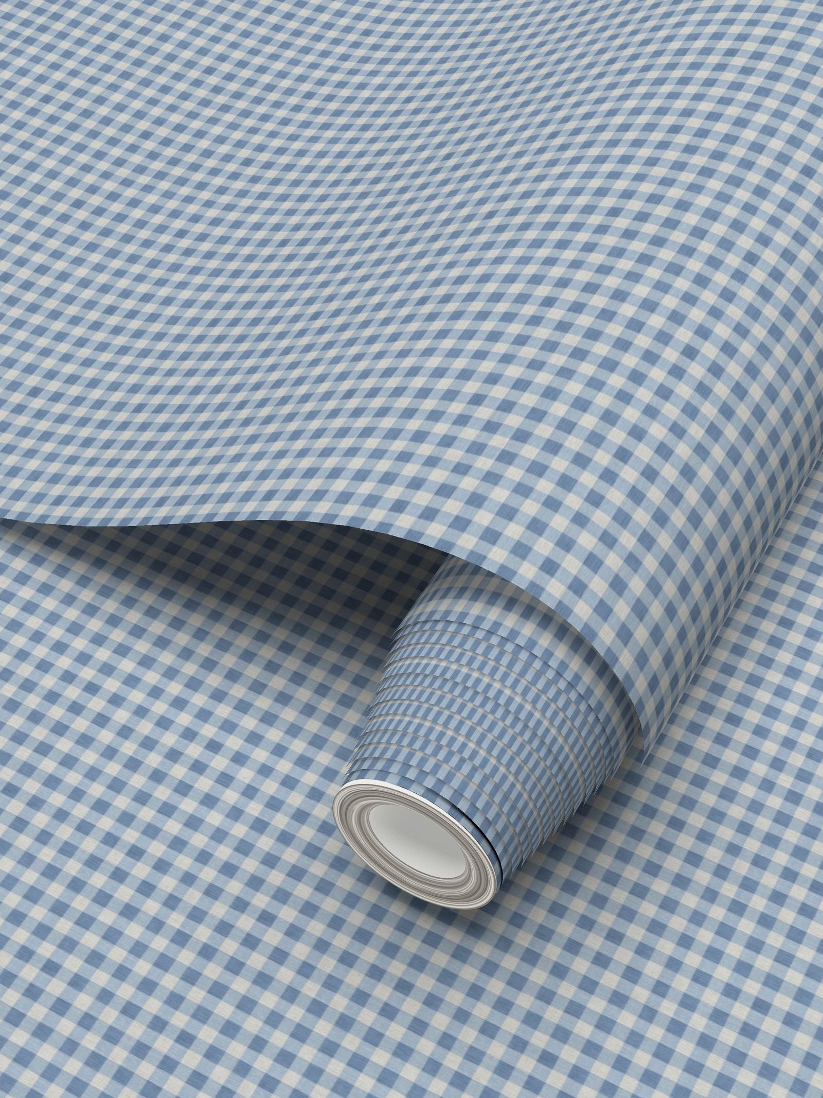 Austen Gingham Small Check Wallpaper – French Blue by Kevin Francis Design | Luxury Area Rugs & Home Decor