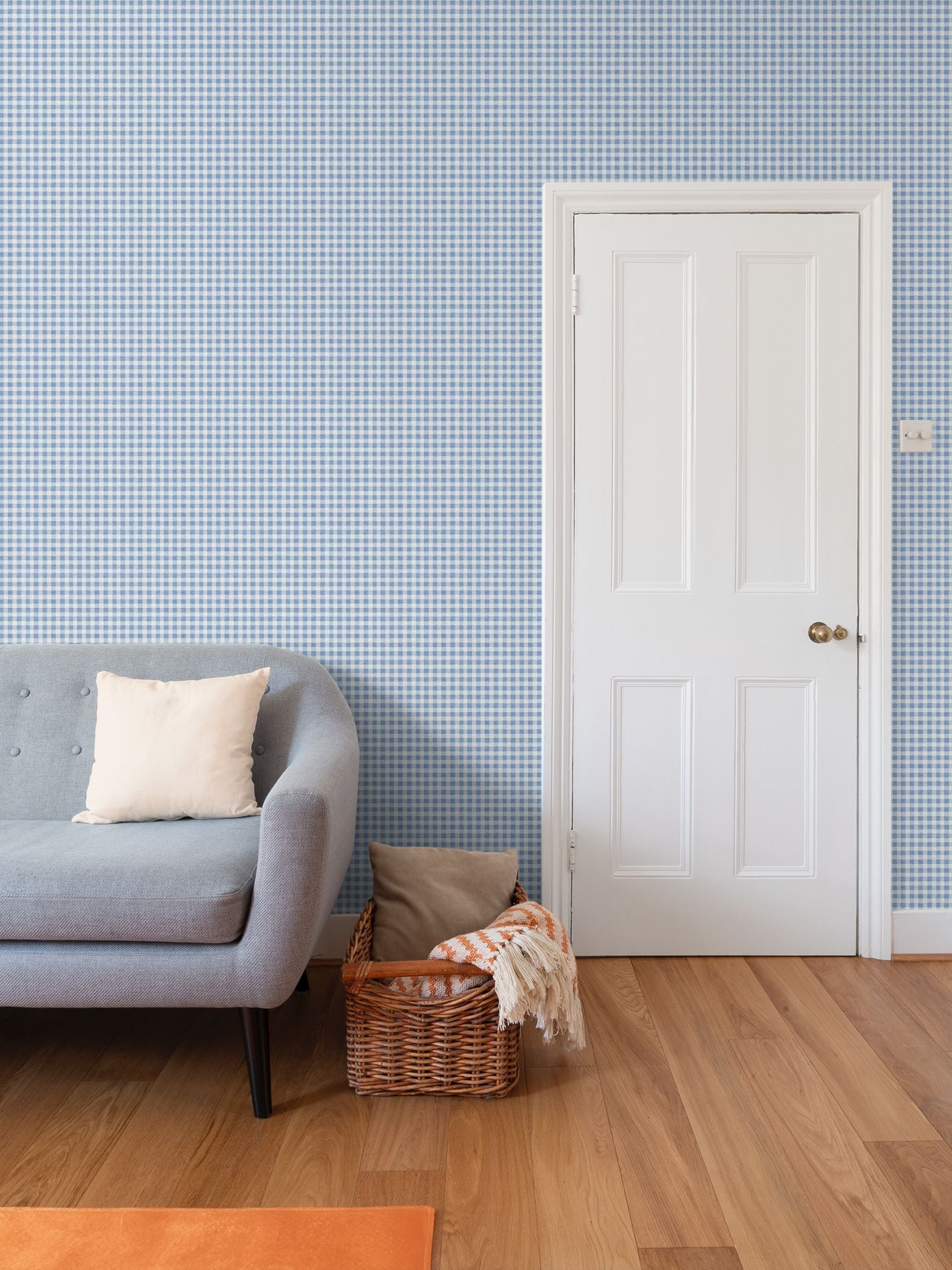 Austen Gingham Small Check Wallpaper – French Blue by Kevin Francis Design | Luxury Area Rugs & Home Decor