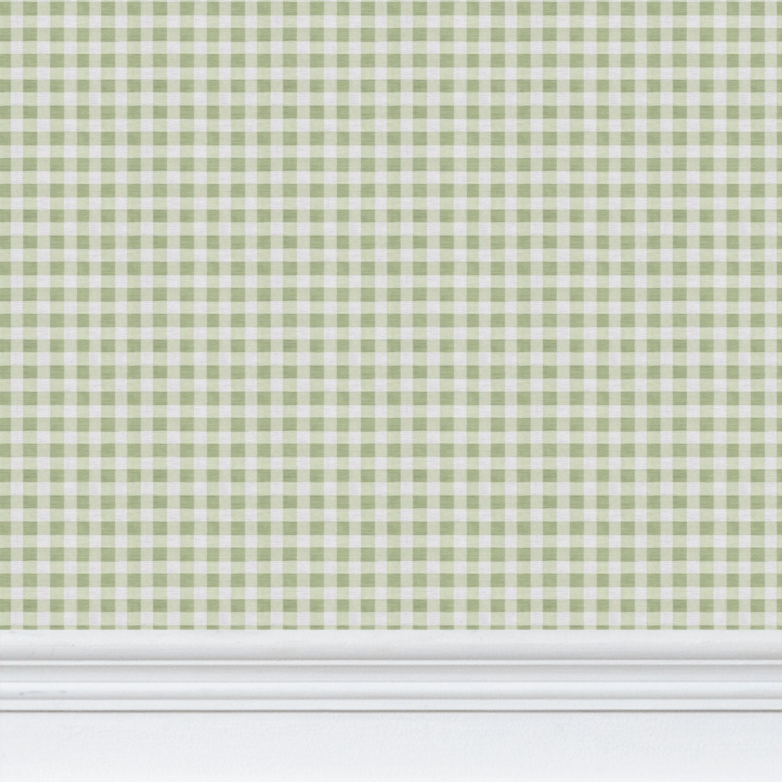 Austen Gingham Small Check Wallpaper – Thyme Green by Kevin Francis Design | Luxury Area Rugs & Home Decor