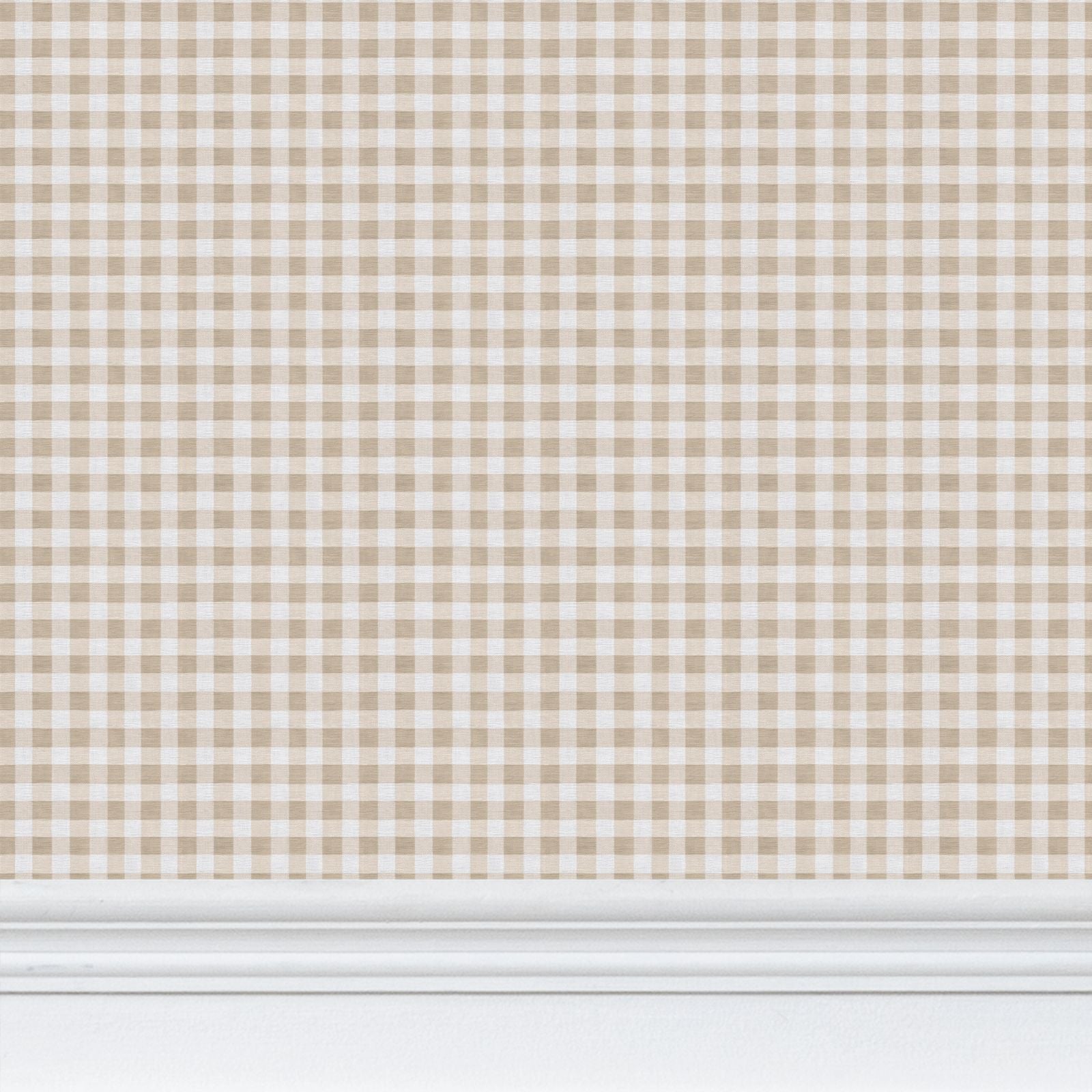 Austen Gingham Small Check Wallpaper – Linen Tan by Kevin Francis Design | Luxury Area Rugs & Home Decor