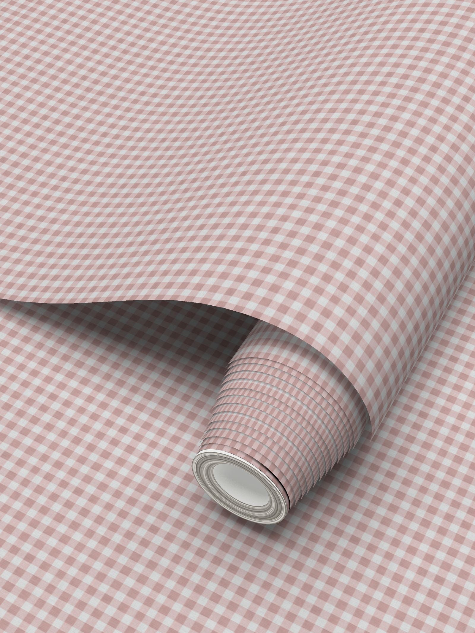 Austen Gingham Small Check Wallpaper – Powder Pink by Kevin Francis Design | Luxury Area Rugs & Home Decor