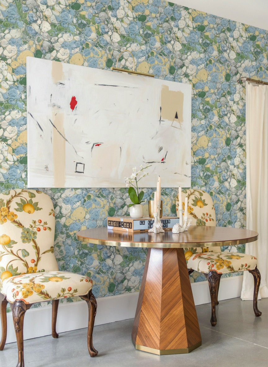 Keats Pebble Marbled Wallpaper – Blue/Green by Kevin Francis Design | Luxury Area Rugs & Home Decor