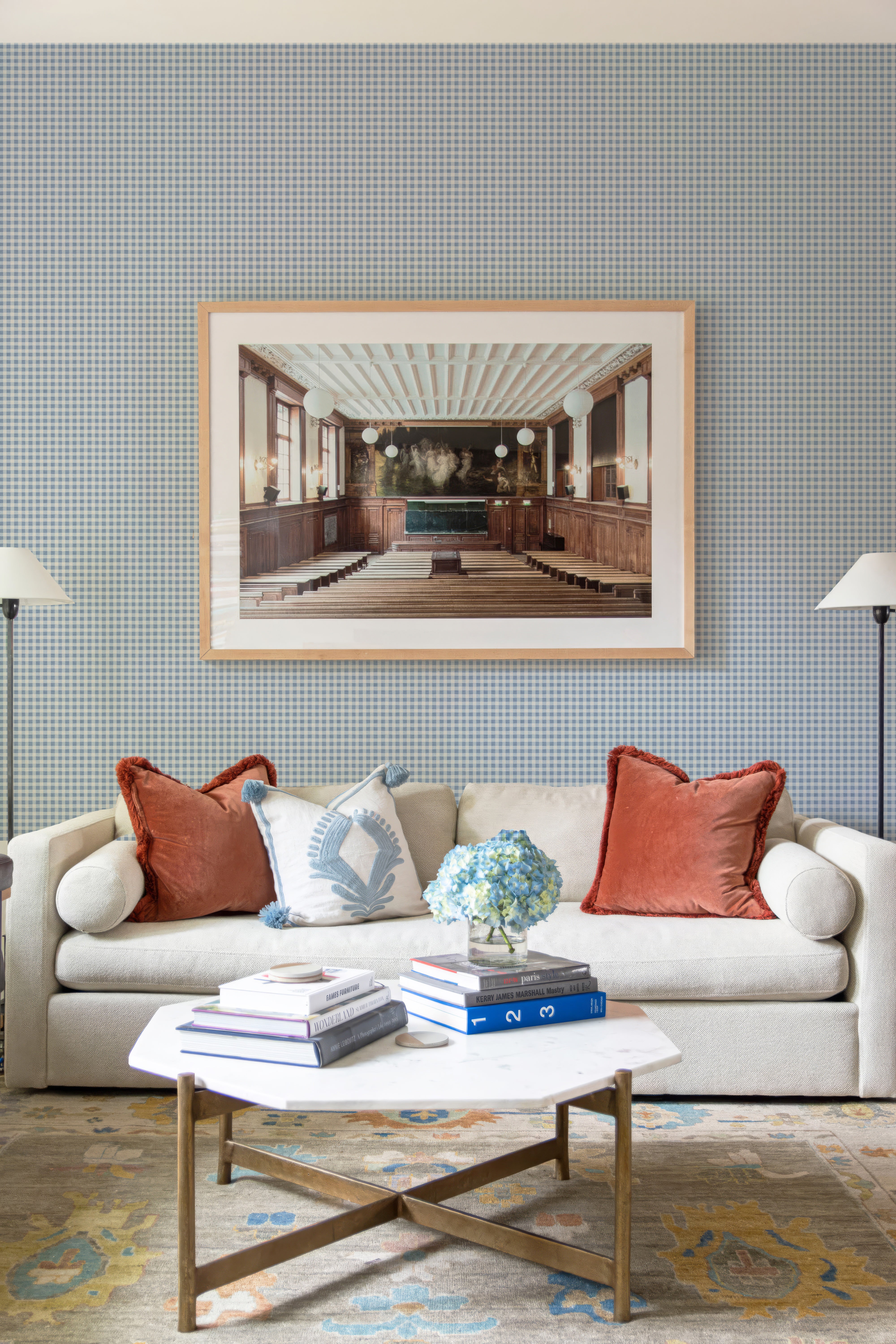 Austen Gingham Small Check Wallpaper – French Blue by Kevin Francis Design | Luxury Area Rugs & Home Decor