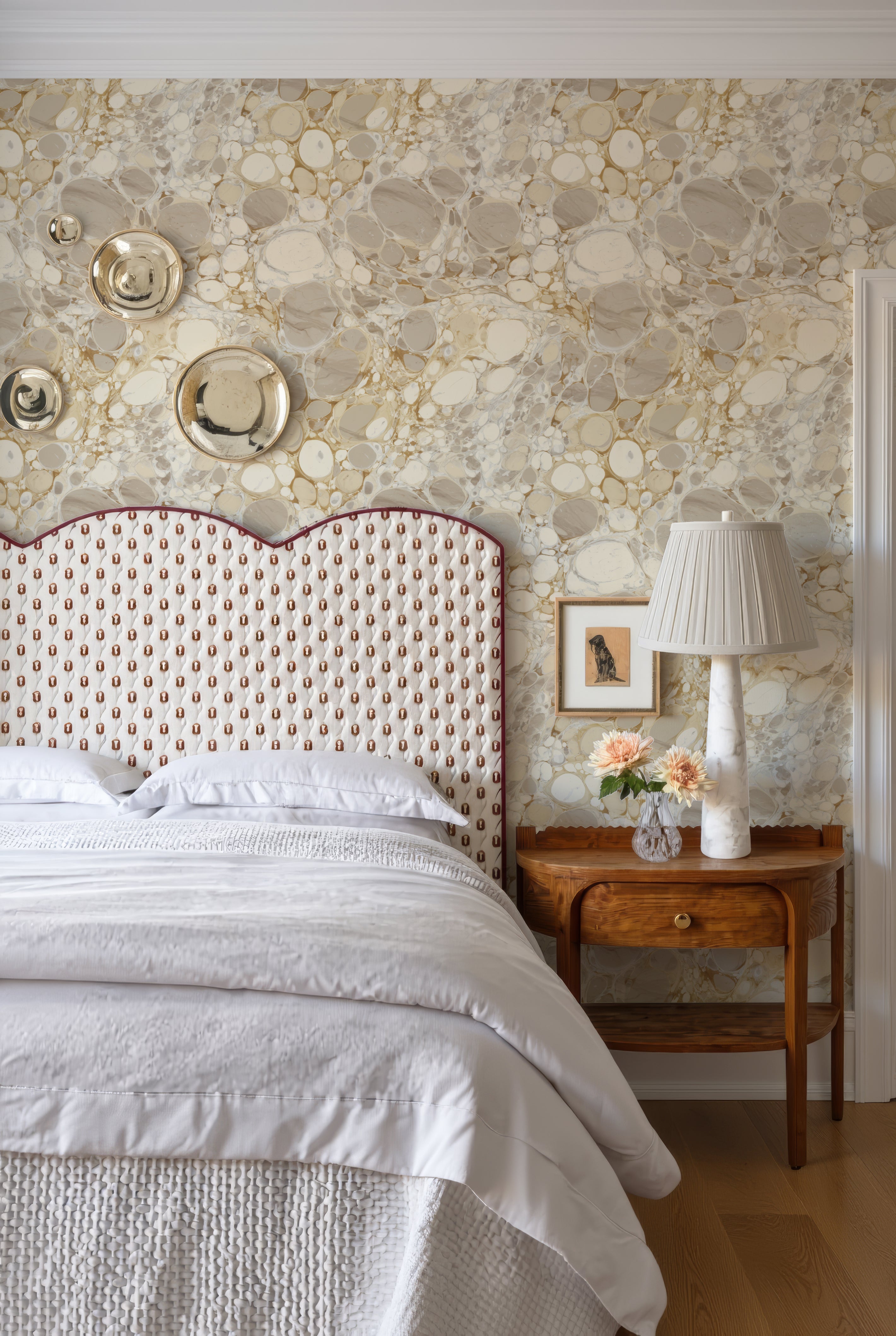 Keats Pebble Marbled Wallpaper – Beige/Cream by Kevin Francis Design | Luxury Area Rugs & Home Decor