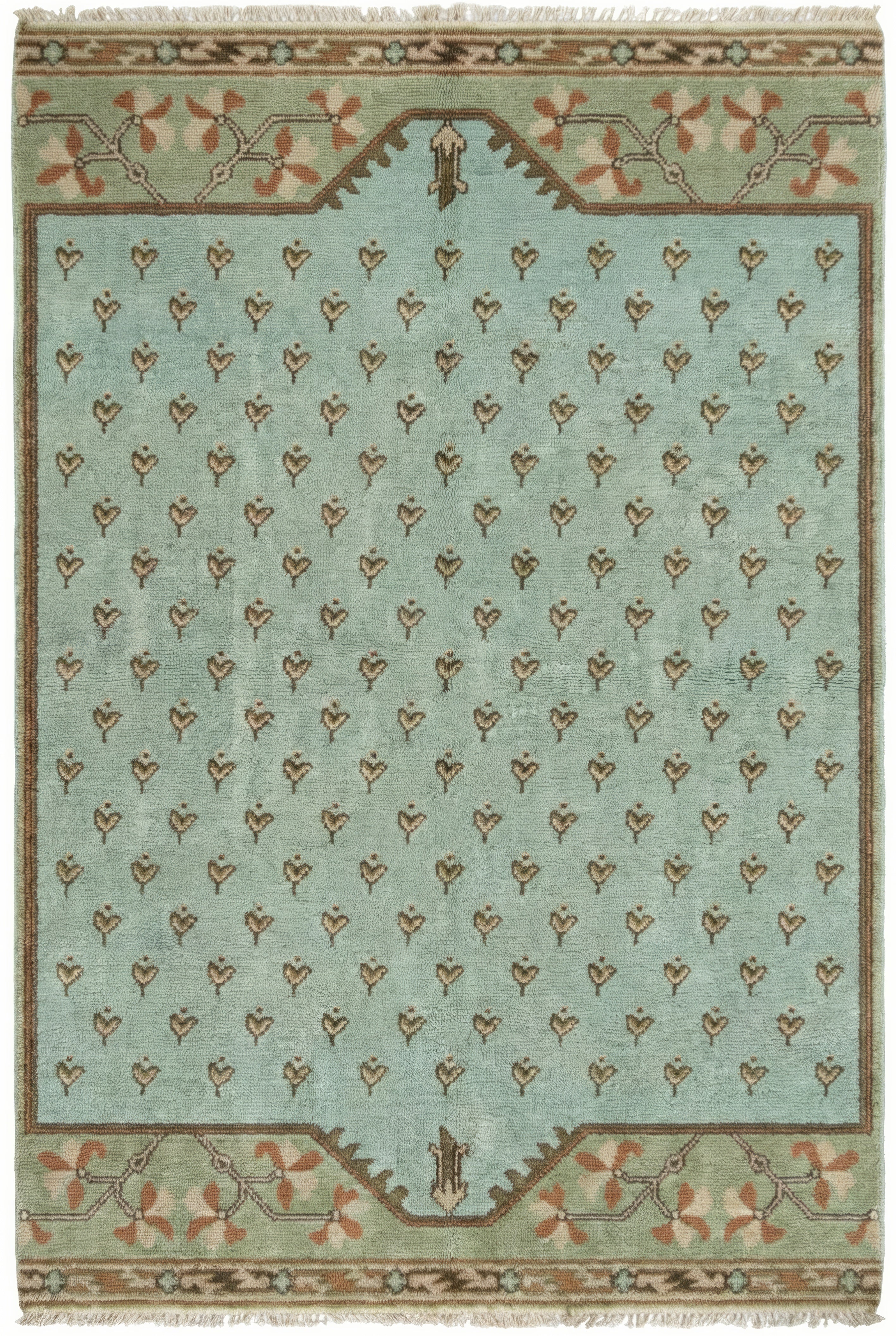 Sage Green & Teal Rug | Lotto Hand-Knotted Turkish Wool Rug