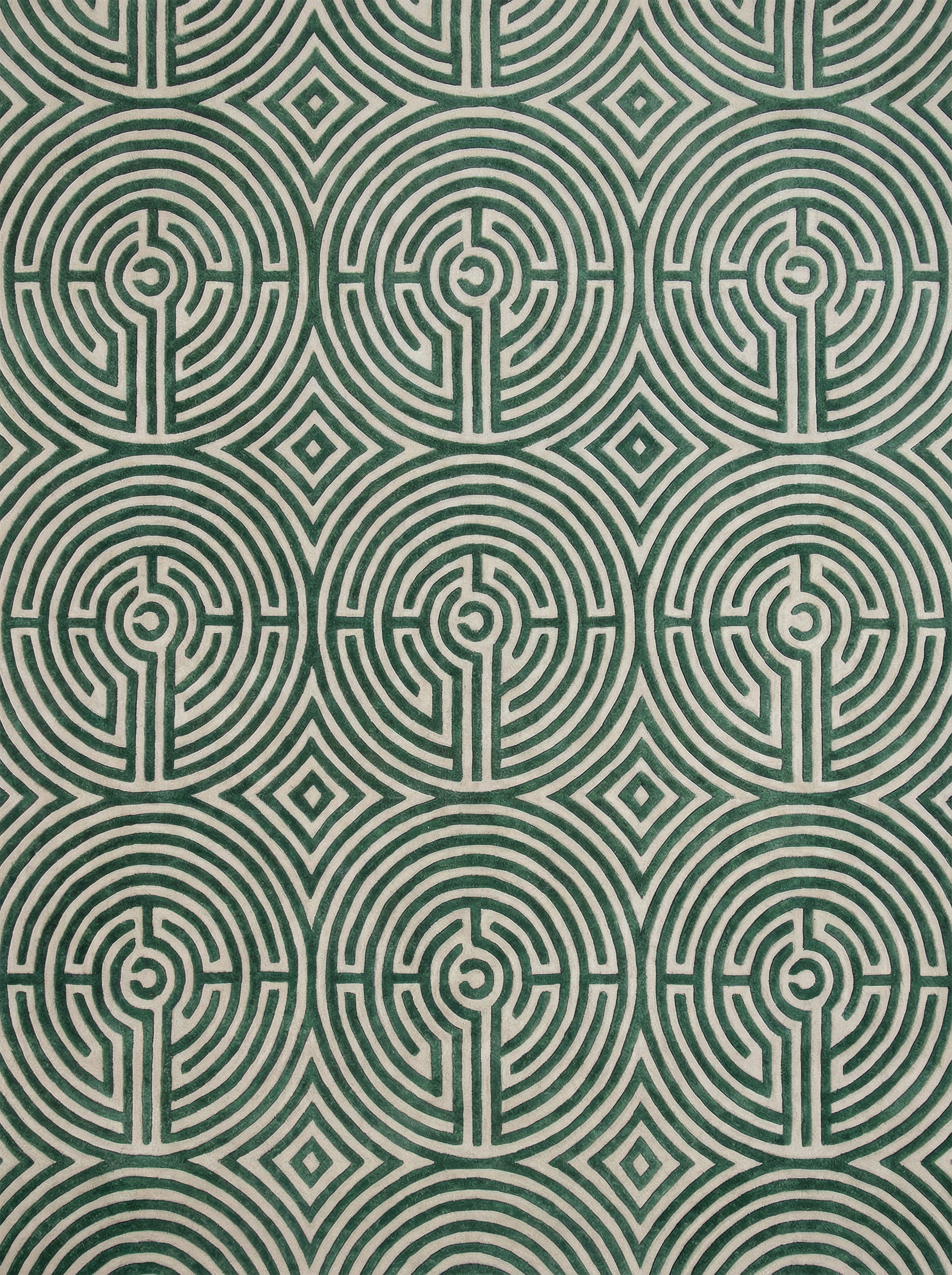 Green Maze Rug | Lucca Hand-Tufted Wool Labyrinth Rug – Kevin