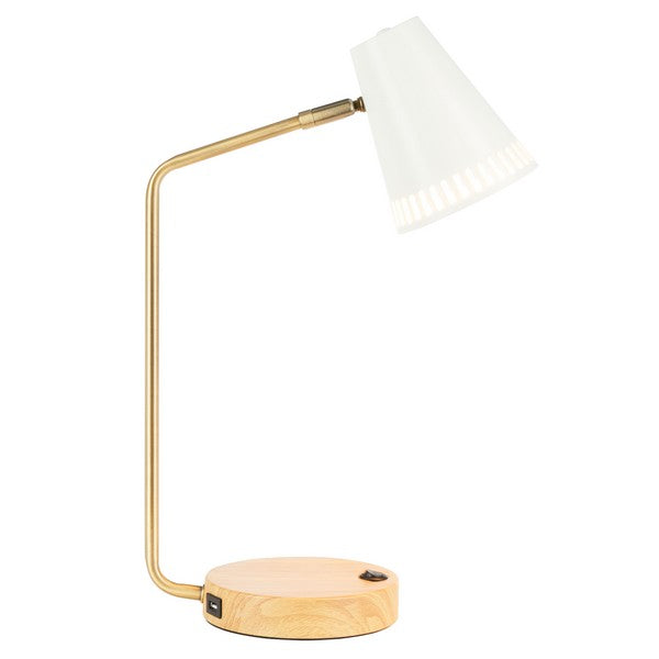 Veda White Task Lamp With Wood Base by Kevin Francis Design | Luxury Home Decor