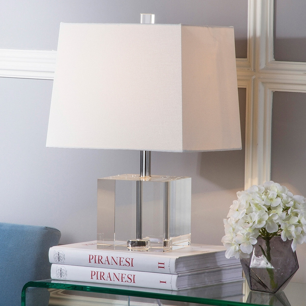 Crystal Block Clear Mini Table Lamp by Kevin Francis Design | Luxury Home Decor
