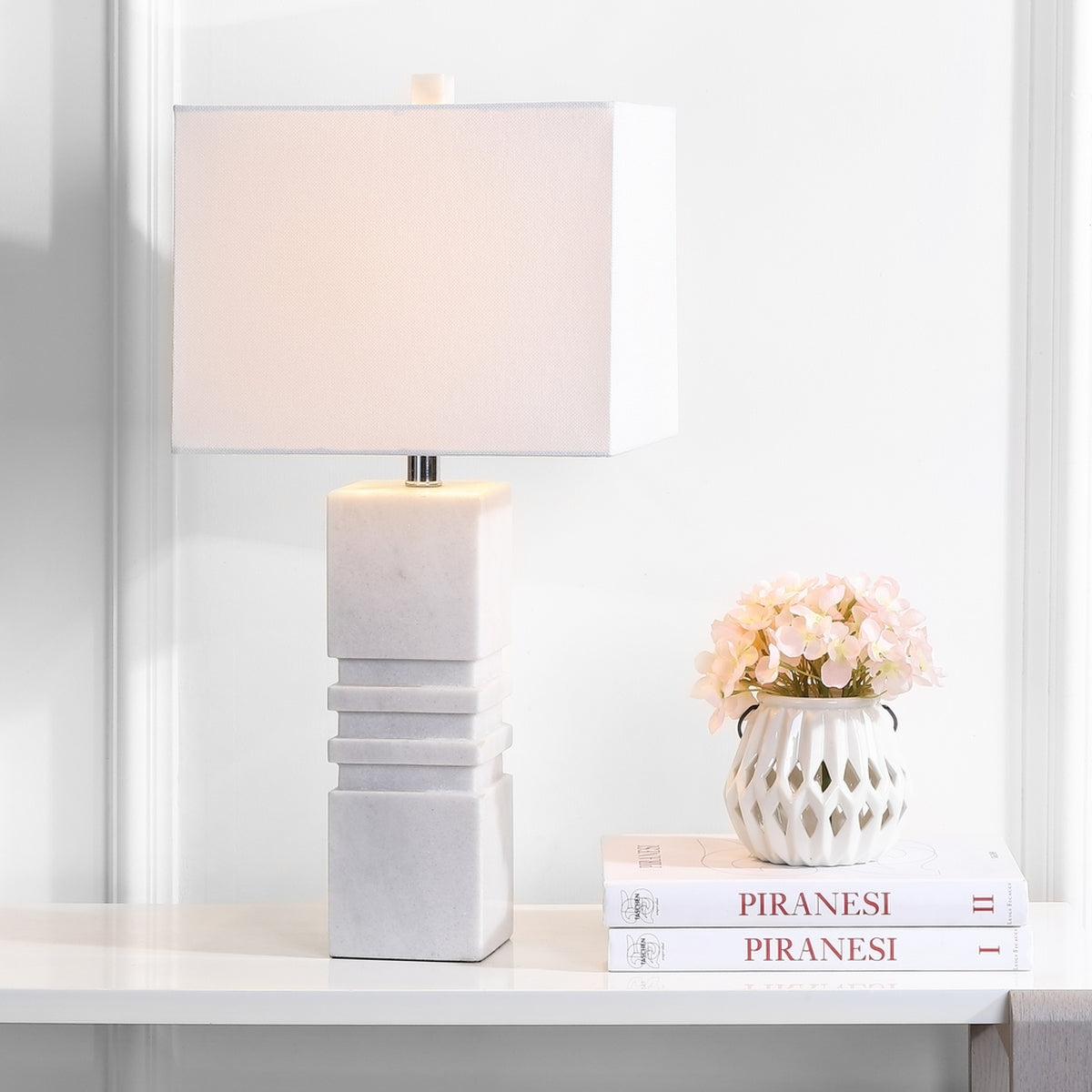 Tall Modernist White Marble Table Lamp by Kevin Francis Design | Luxury Home Decor