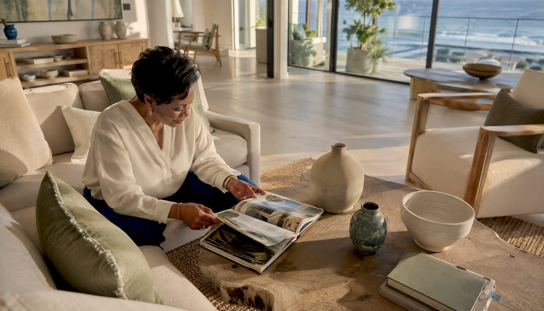 Woman in historic American luxury interior
