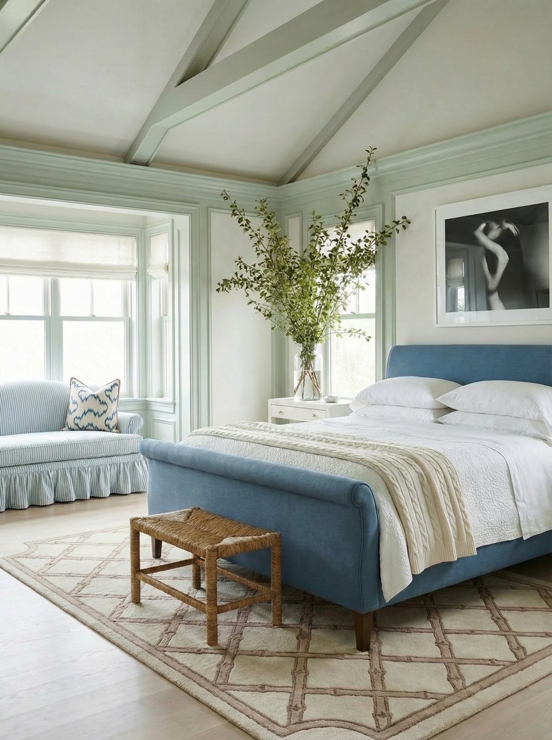 Brighton Bamboo trellis hand-tufted wool area rug by Kevin Francis Design