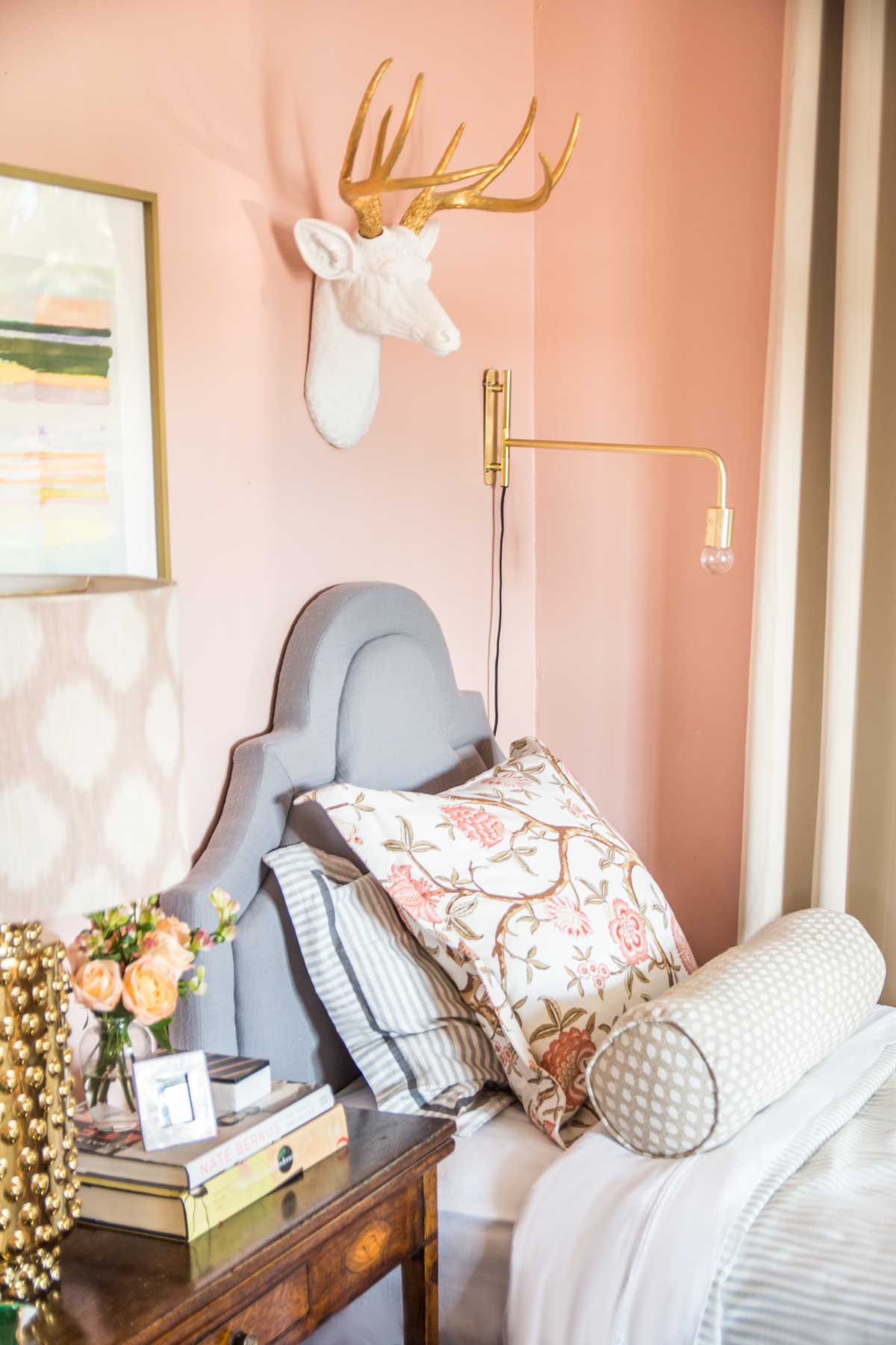 Pink twin bedroom in Behr One to Remember on Thou Swell @thouswellblog