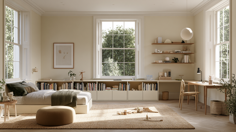How to Lay Out a Kids' Bedroom So Sleep, Study, and Play Each Have a Place