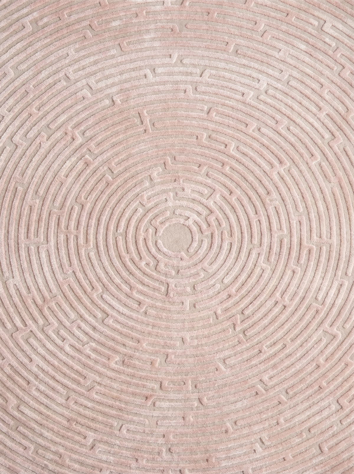 Pink Amiens hand-tufted maze rug by Kevin Francis Design