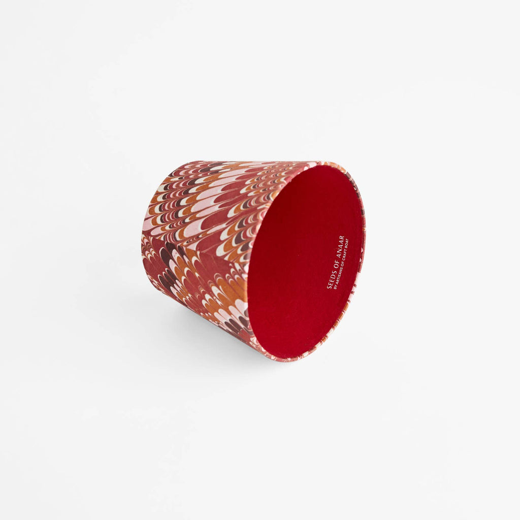 Red Mountain hand-marbled paper Poldina lamp shade cover by Kevin Francis Design