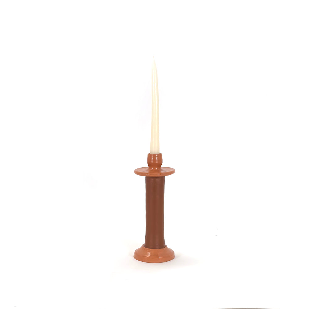 Leather-Wrapped Taper Candle Holder