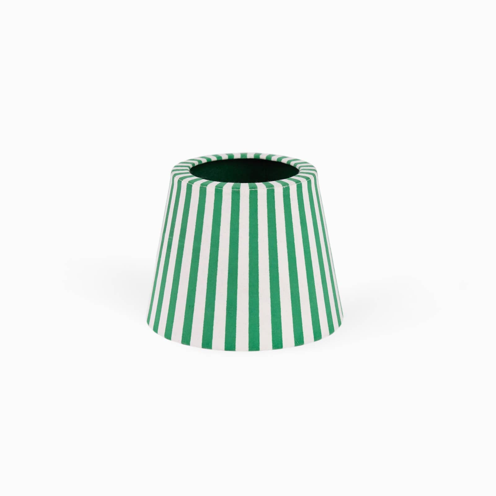 Celadon Green Bengal Stripe block-printed paper Poldina lamp shade cover by Kevin Francis Design