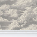 Kipling Clouds Etching wallpaper in antique cream with a repeat pattern, showcasing intricate cloud designs from Contrado.