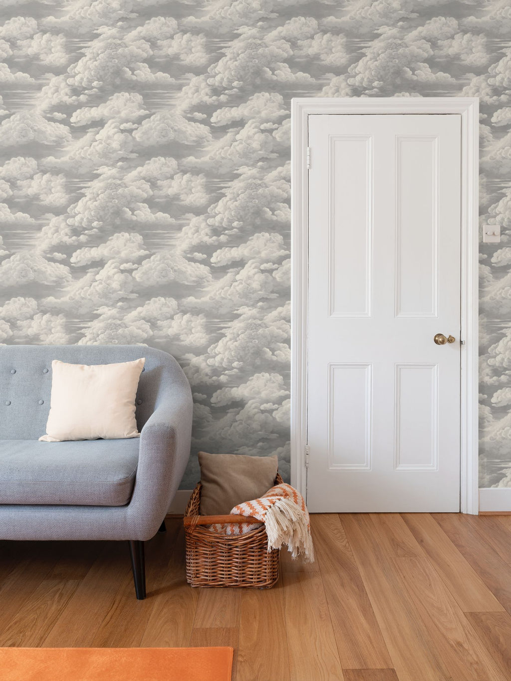 Kipling Clouds Etching Wallpaper – Antique Cream by Kevin Francis Design | Luxury Area Rugs & Home Decor