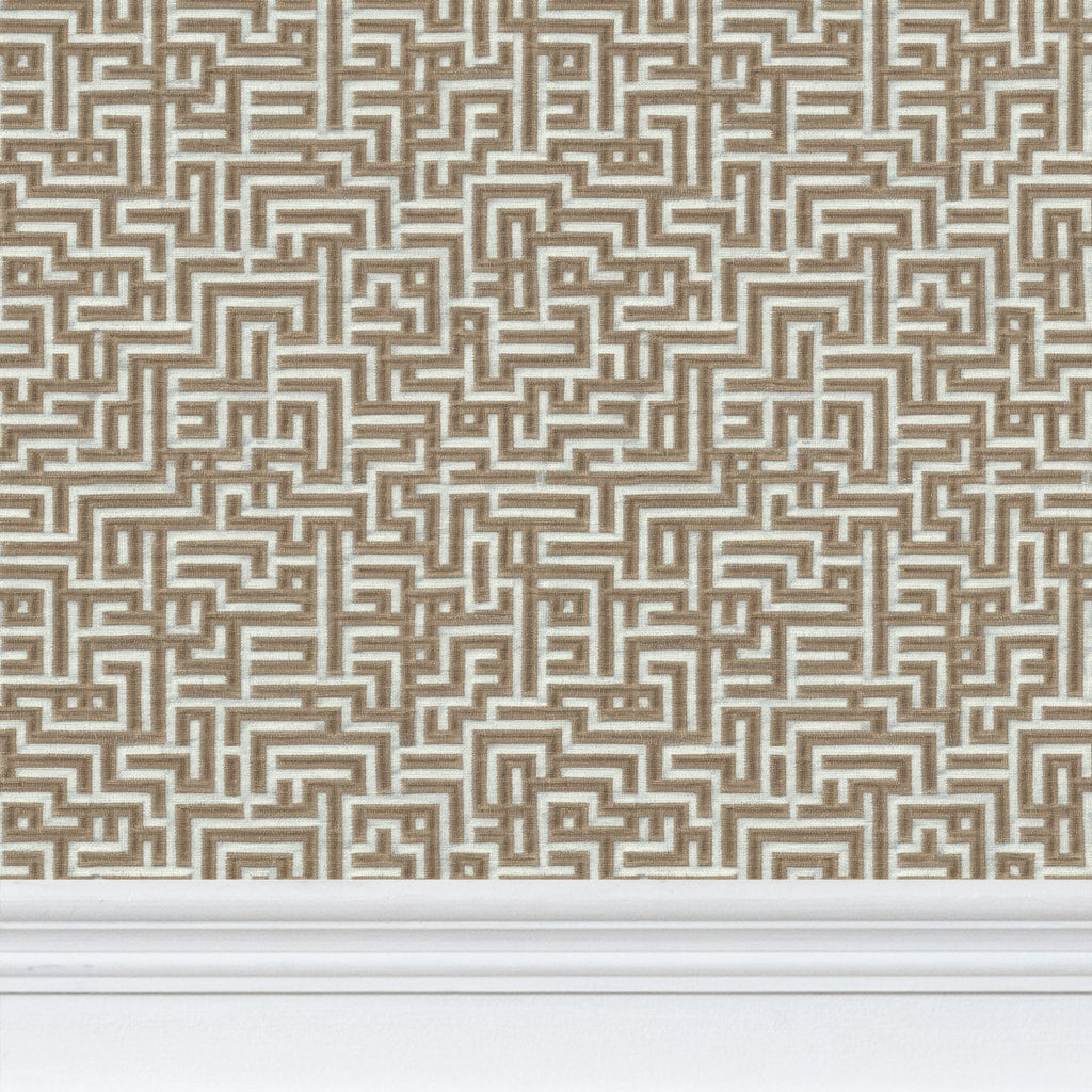 Bronte Ribbon Maze Wallpaper – Walnut Brown by Kevin Francis Design | Luxury Area Rugs & Home Decor