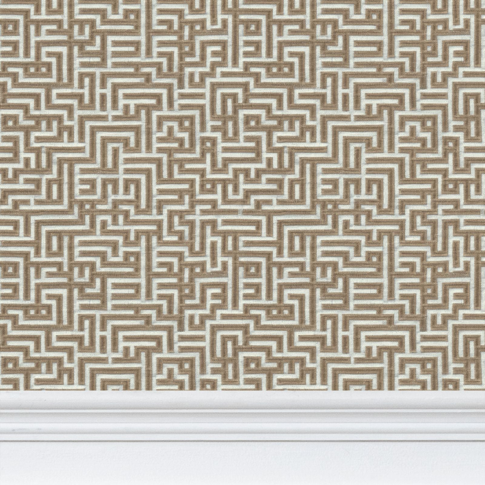 Bronte Ribbon Maze Wallpaper – Walnut Brown by Kevin Francis Design | Luxury Area Rugs & Home Decor