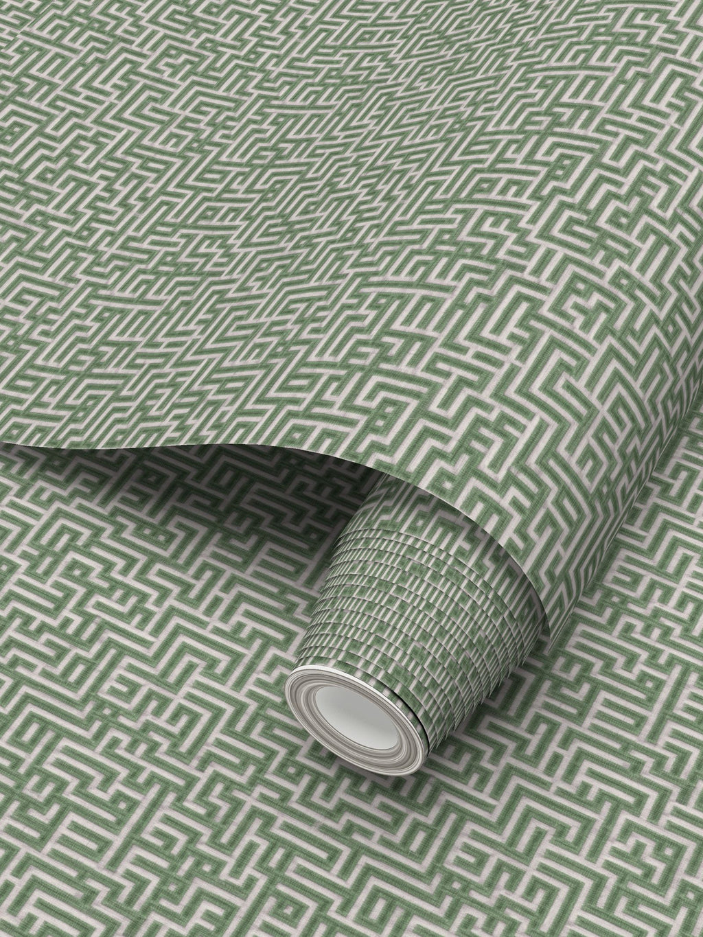 Bronte Ribbon Maze Wallpaper – Box Hedge Green by Kevin Francis Design | Luxury Area Rugs & Home Decor