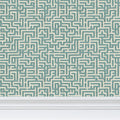 Seaglass blue Bronte Ribbon Maze repeat pattern wallpaper by Contrado, showcasing a modern, intricate geometric design.