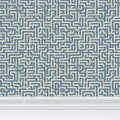 Indigo blue Bronte Ribbon Maze wallpaper by Contrado featuring a repeating geometric pattern for stylish interior decor.