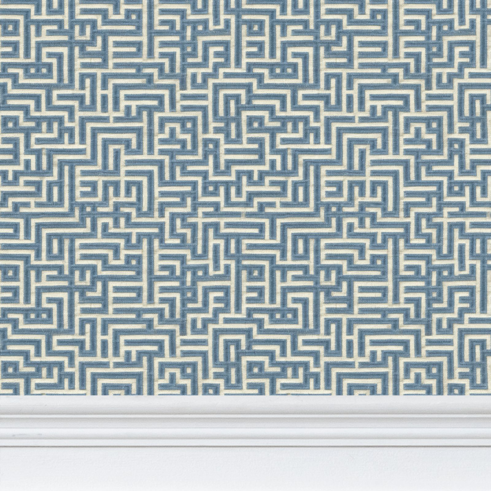 Bronte Ribbon Maze Wallpaper – Indigo Blue by Kevin Francis Design | Luxury Area Rugs & Home Decor