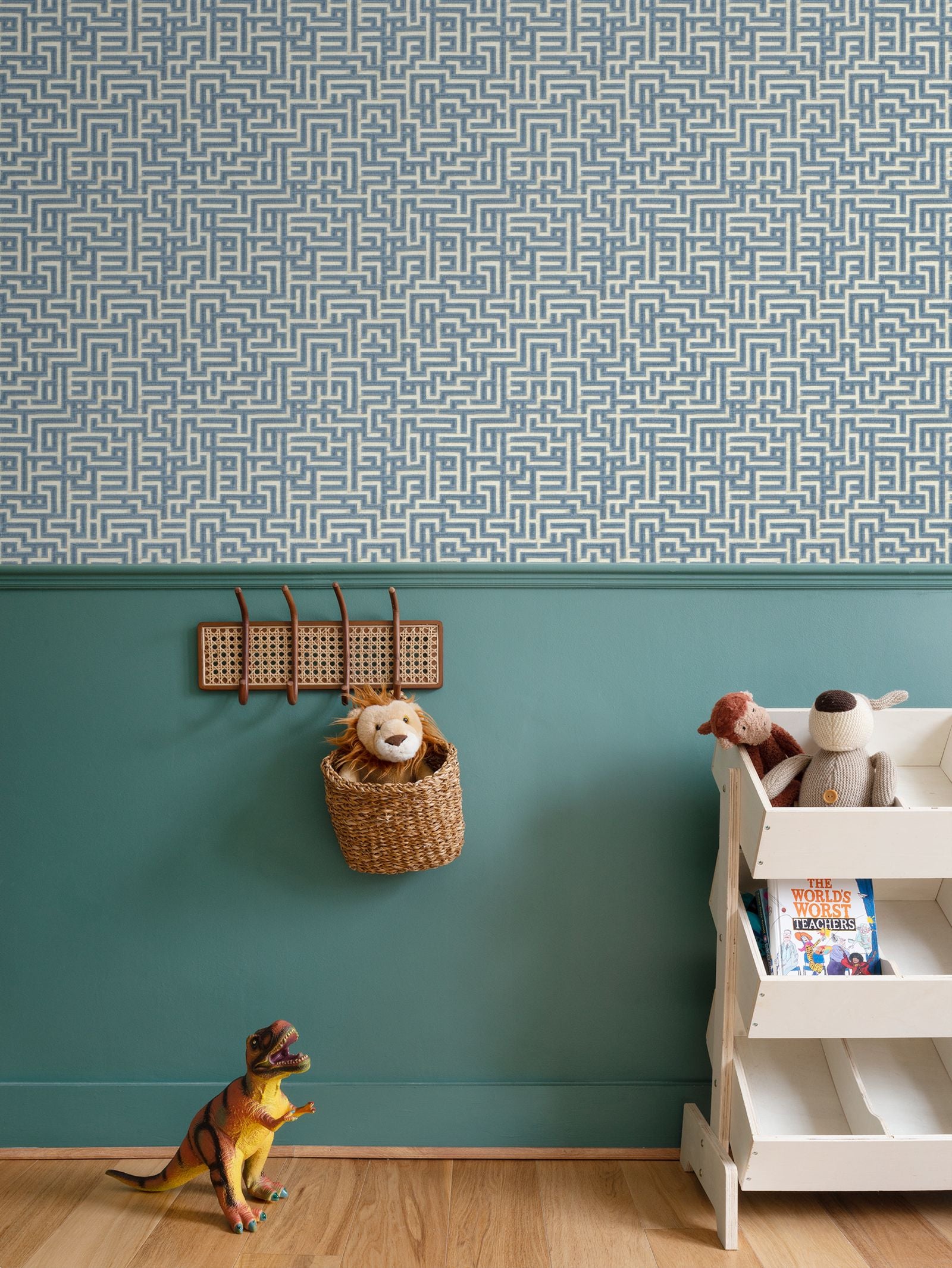 Bronte Ribbon Maze Wallpaper – Indigo Blue by Kevin Francis Design | Luxury Area Rugs & Home Decor