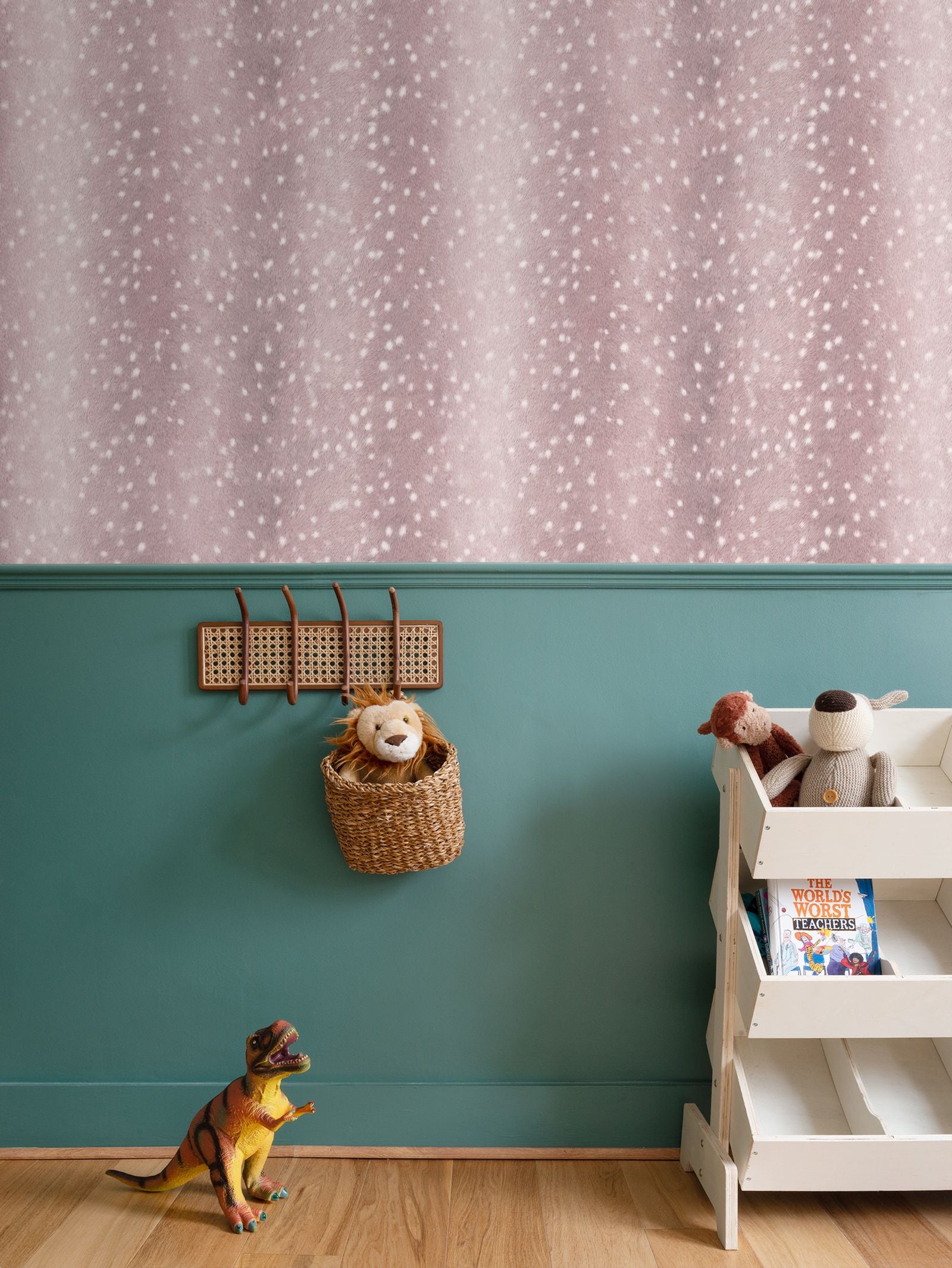 Wilde Spotted Antelope Hide Wallpaper – Quartz Pink by Kevin Francis Design | Luxury Area Rugs & Home Decor