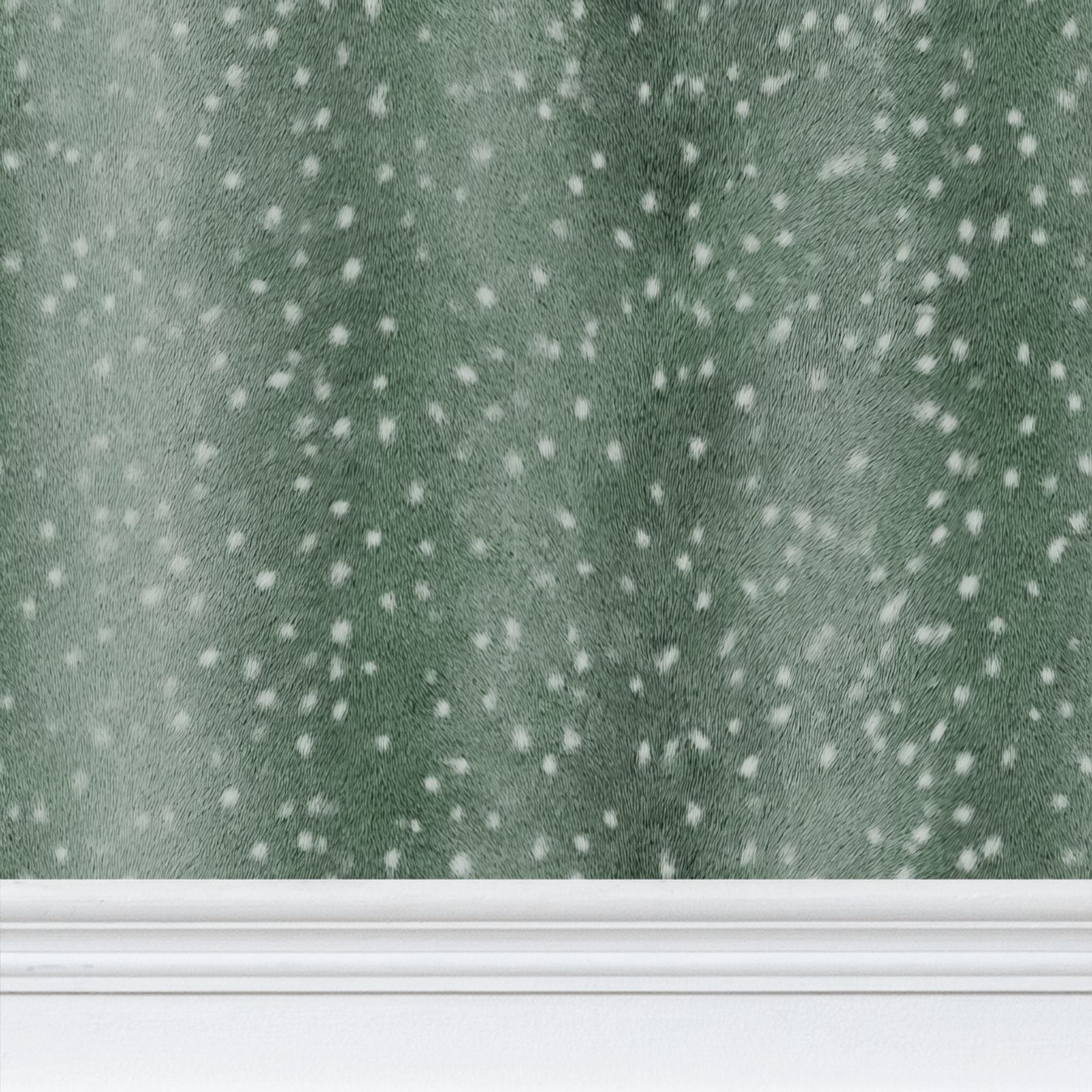 Wilde Spotted Antelope Hide Wallpaper – Moss Green by Kevin Francis Design | Luxury Area Rugs & Home Decor