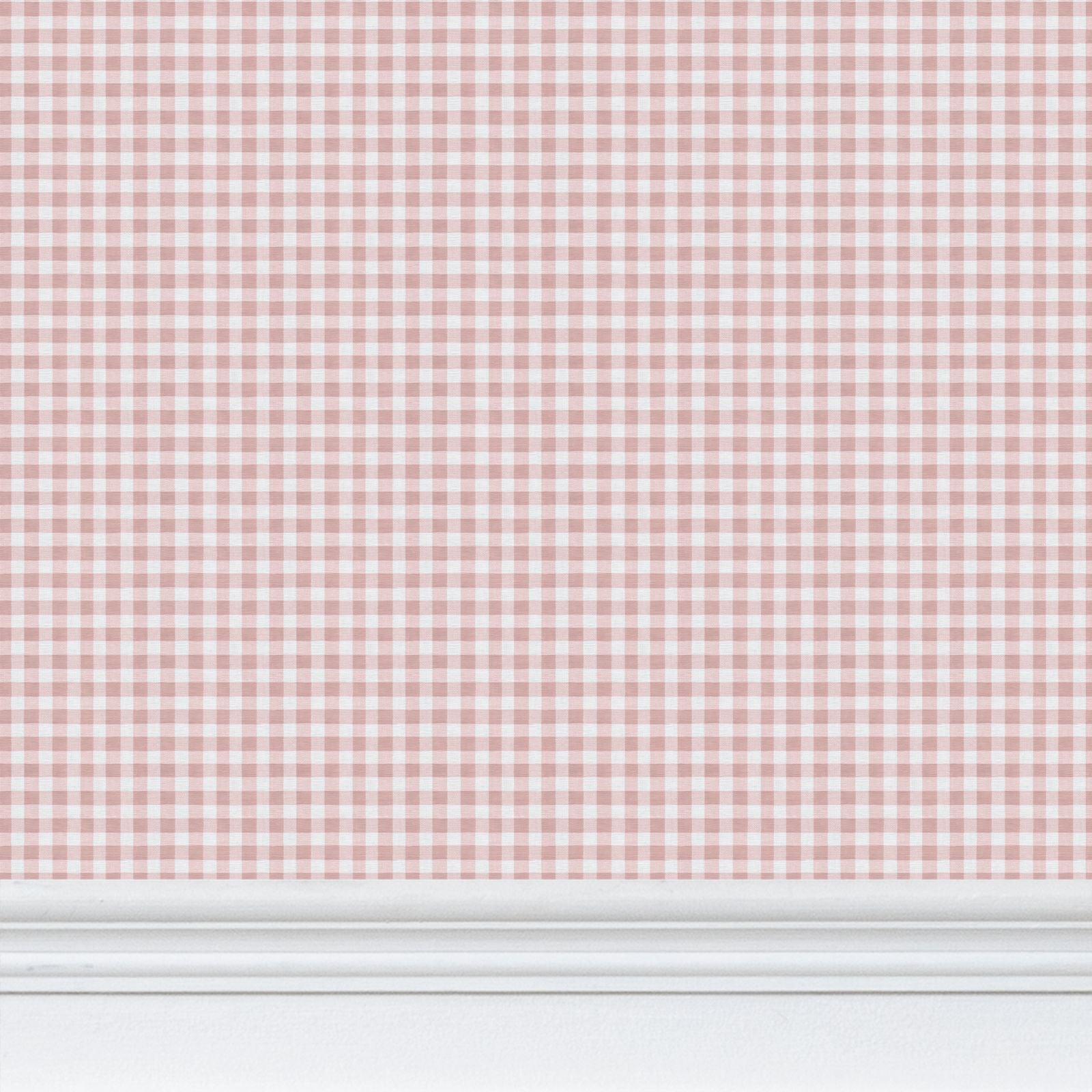 Austen Small Gingham Check Wallpaper – Powder Pink by Kevin Francis Design | Luxury Area Rugs & Home Decor