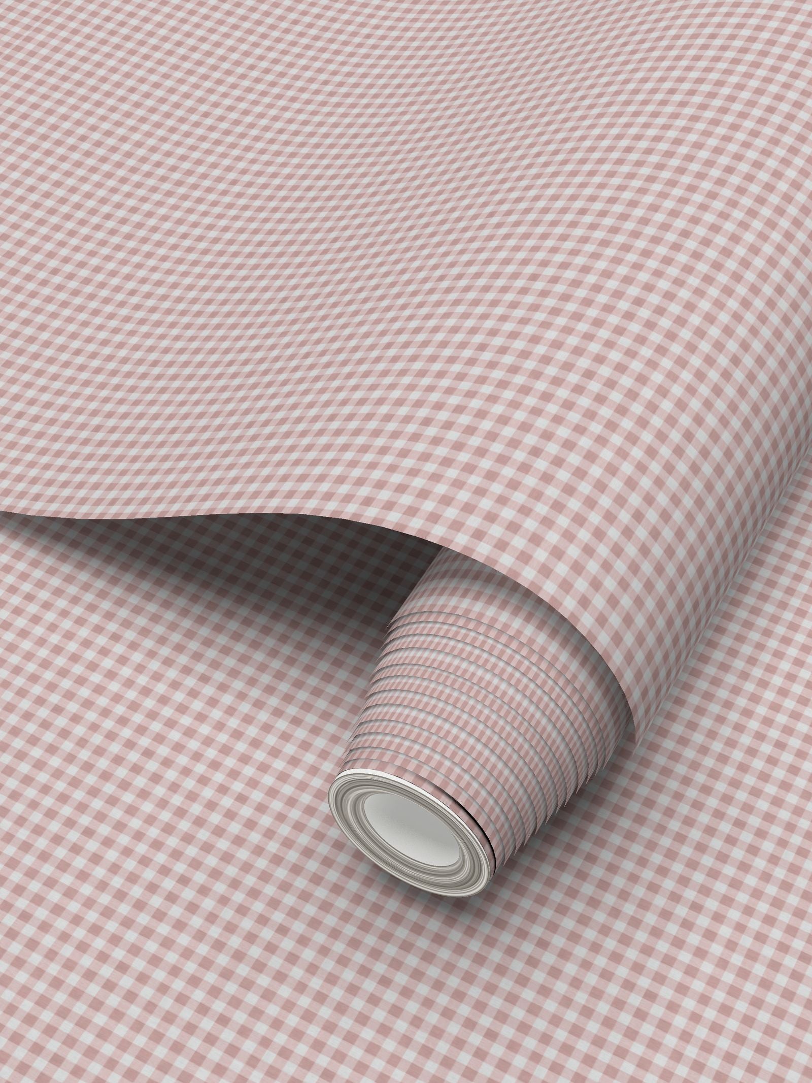 Austen Small Gingham Check Wallpaper – Powder Pink by Kevin Francis Design | Luxury Area Rugs & Home Decor
