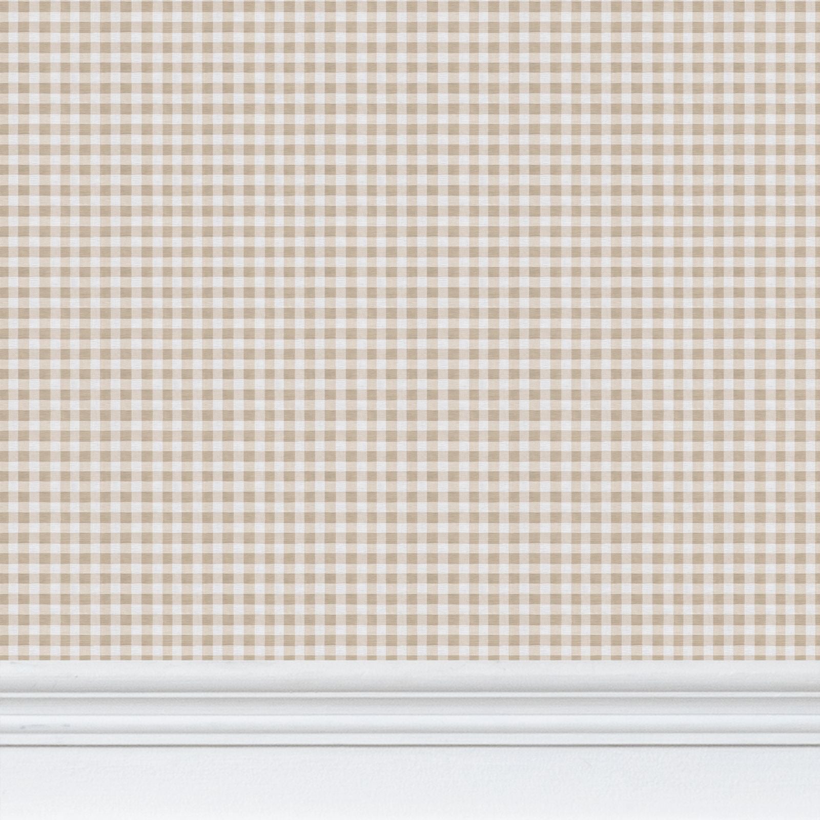 Austen Small Gingham Check Wallpaper – Linen Tan by Kevin Francis Design | Luxury Area Rugs & Home Decor