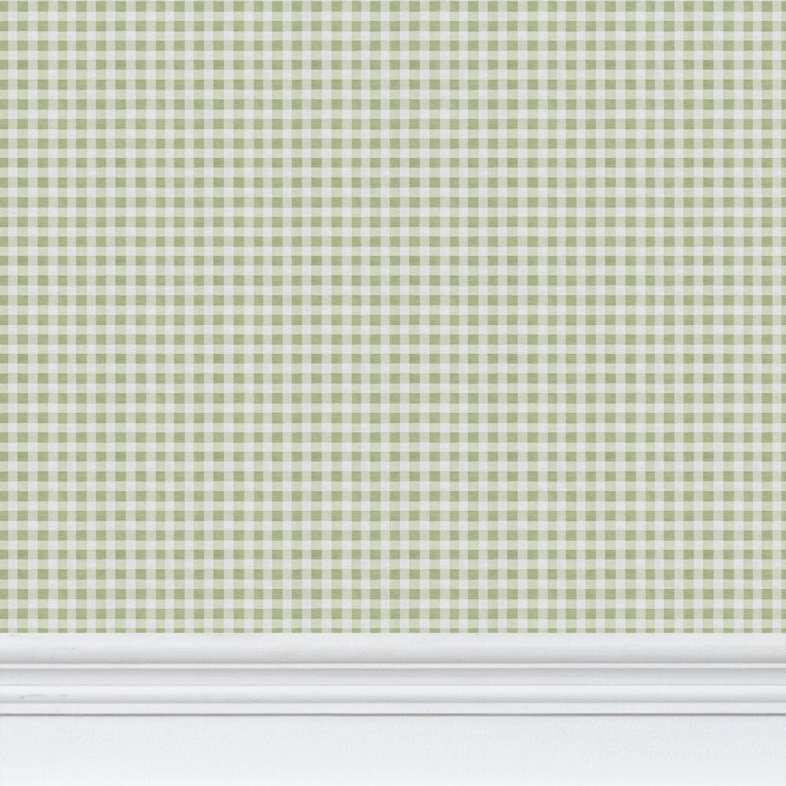 Austen Small Gingham Check Wallpaper – Thyme Green by Kevin Francis Design | Luxury Area Rugs & Home Decor