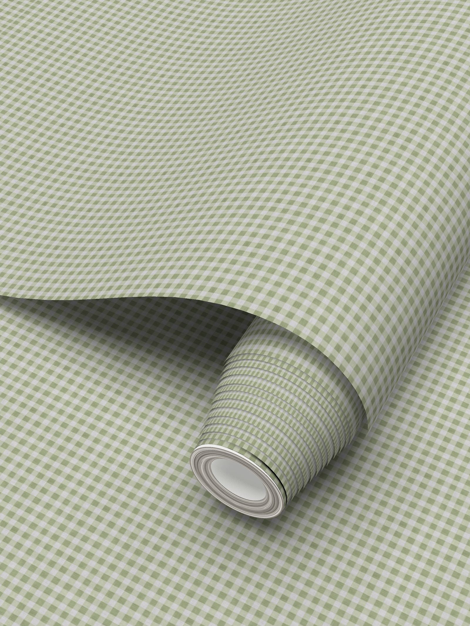 Austen Small Gingham Check Wallpaper – Thyme Green by Kevin Francis Design | Luxury Area Rugs & Home Decor