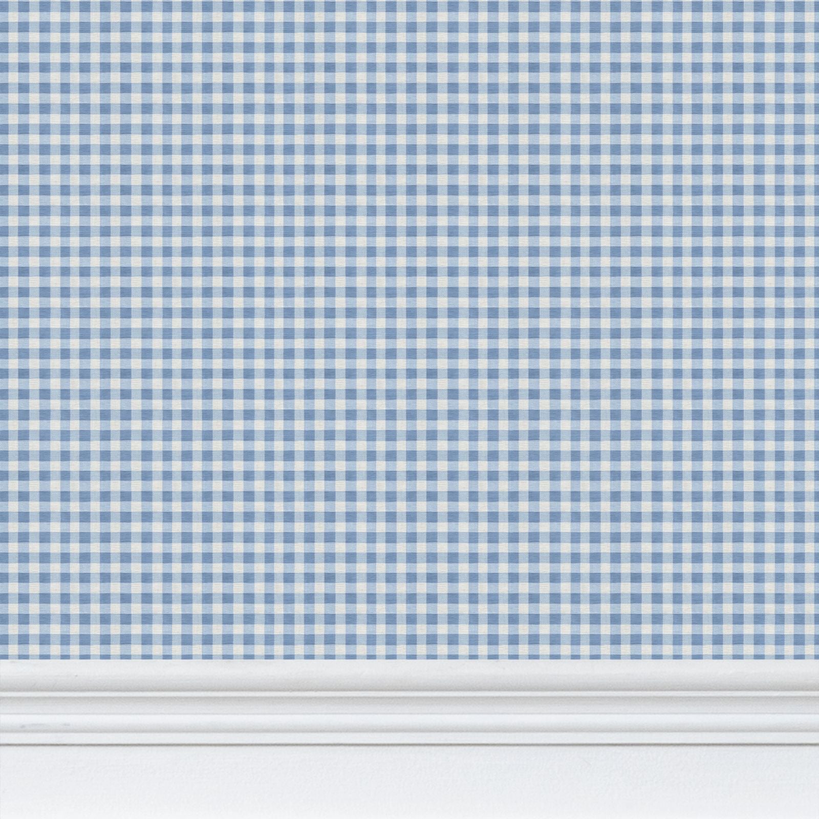 Austen Small Gingham Check Wallpaper – French Blue by Kevin Francis Design | Luxury Area Rugs & Home Decor