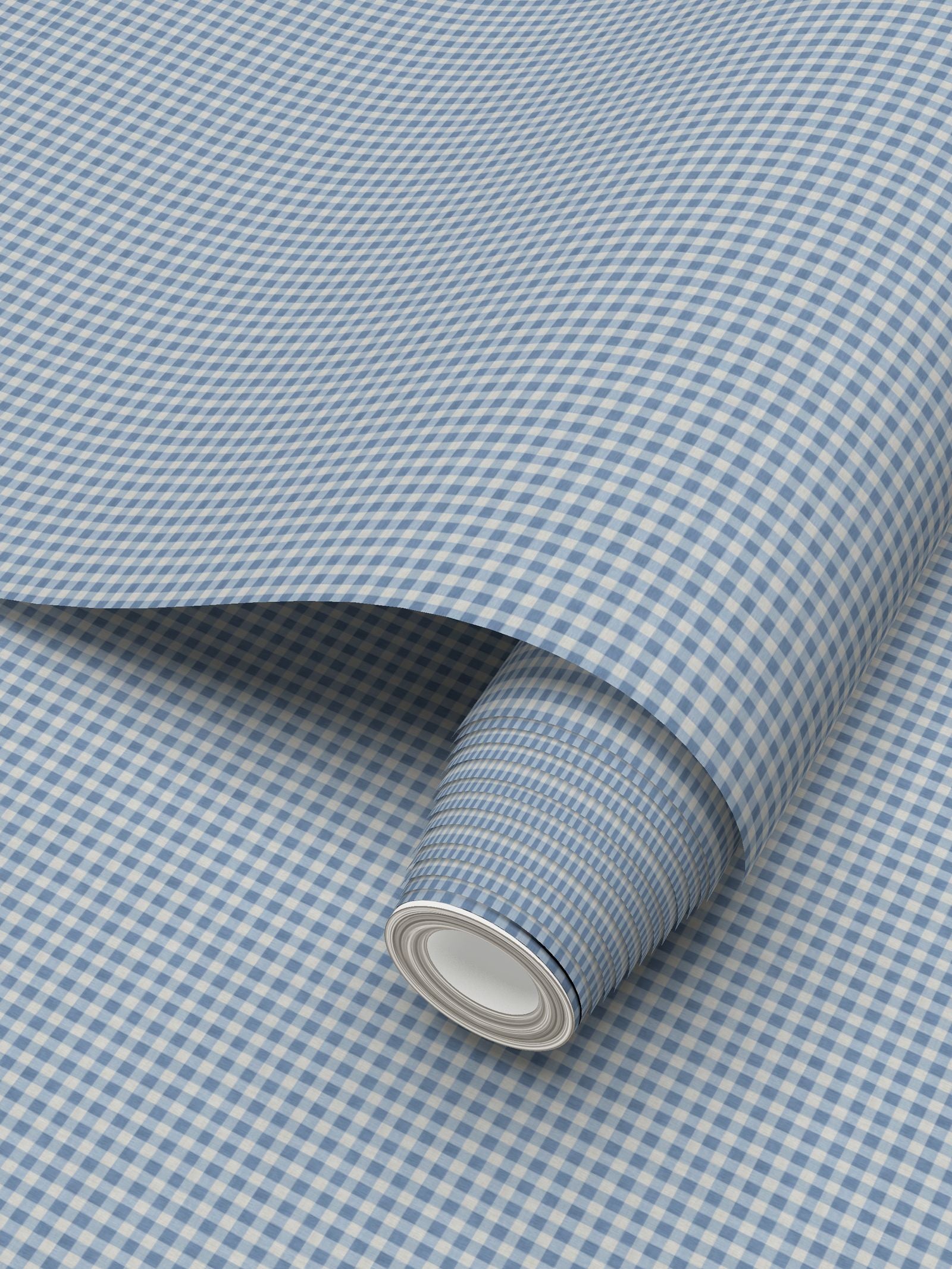Austen Small Gingham Check Wallpaper – French Blue by Kevin Francis Design | Luxury Area Rugs & Home Decor