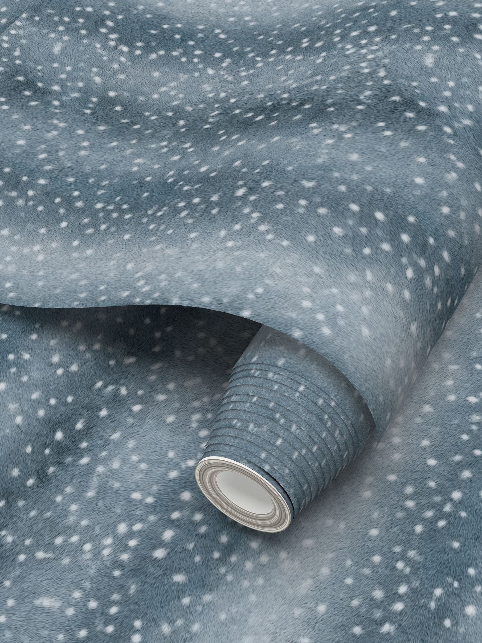 Wilde Spotted Antelope Hide Wallpaper – Slate Blue by Kevin Francis Design | Luxury Area Rugs & Home Decor