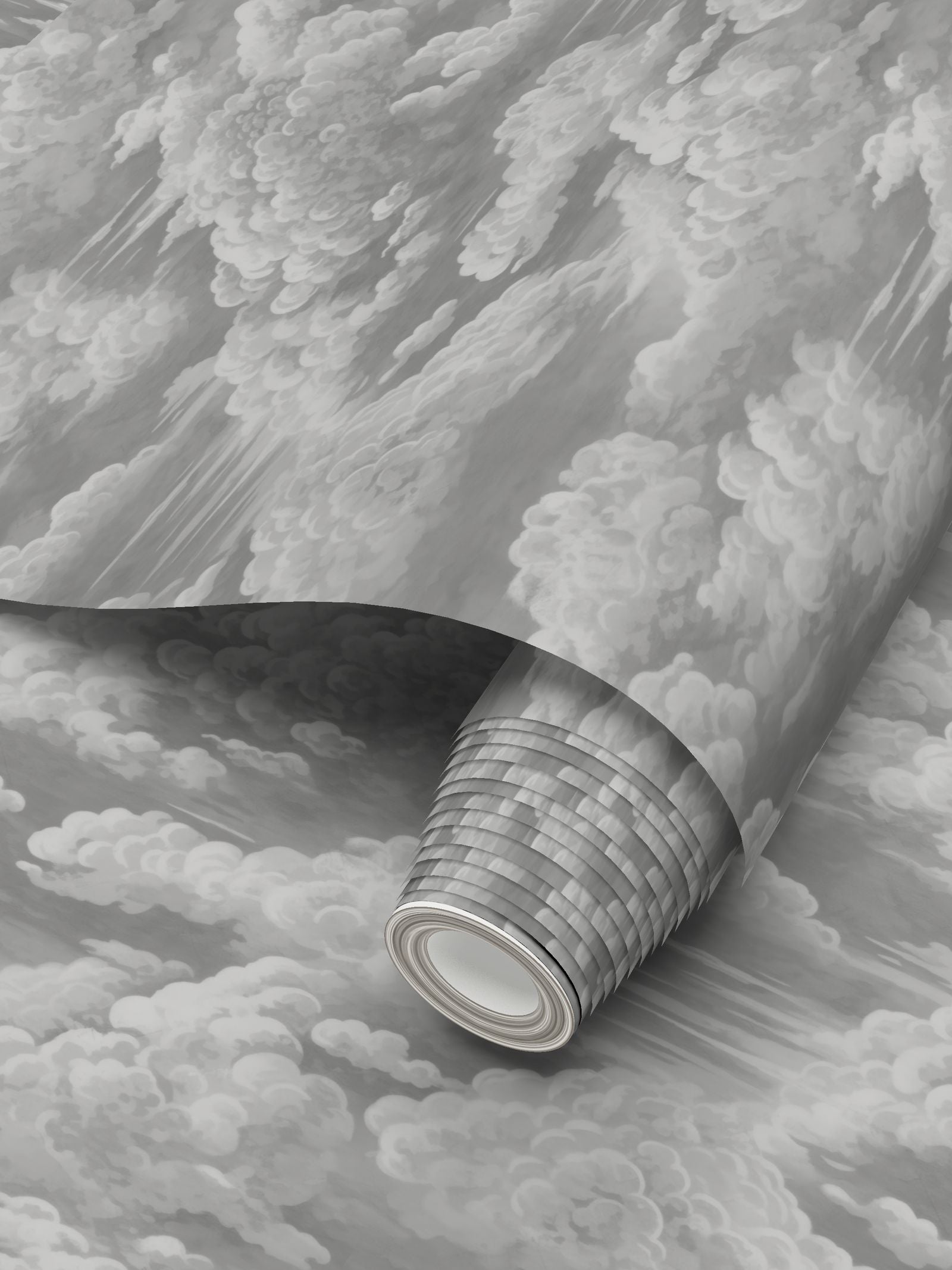 Kipling Clouds Etching Wallpaper – Vintage Gray by Kevin Francis Design | Luxury Area Rugs & Home Decor