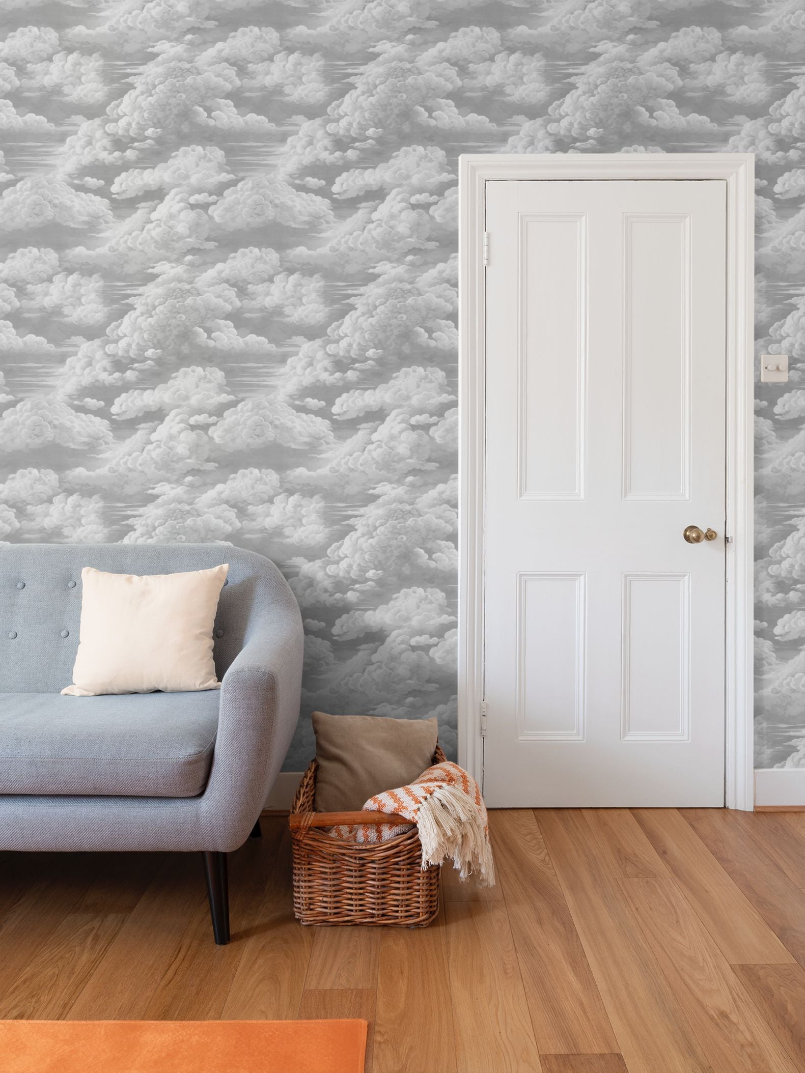 Kipling Clouds Etching Wallpaper – Vintage Gray by Kevin Francis Design | Luxury Area Rugs & Home Decor