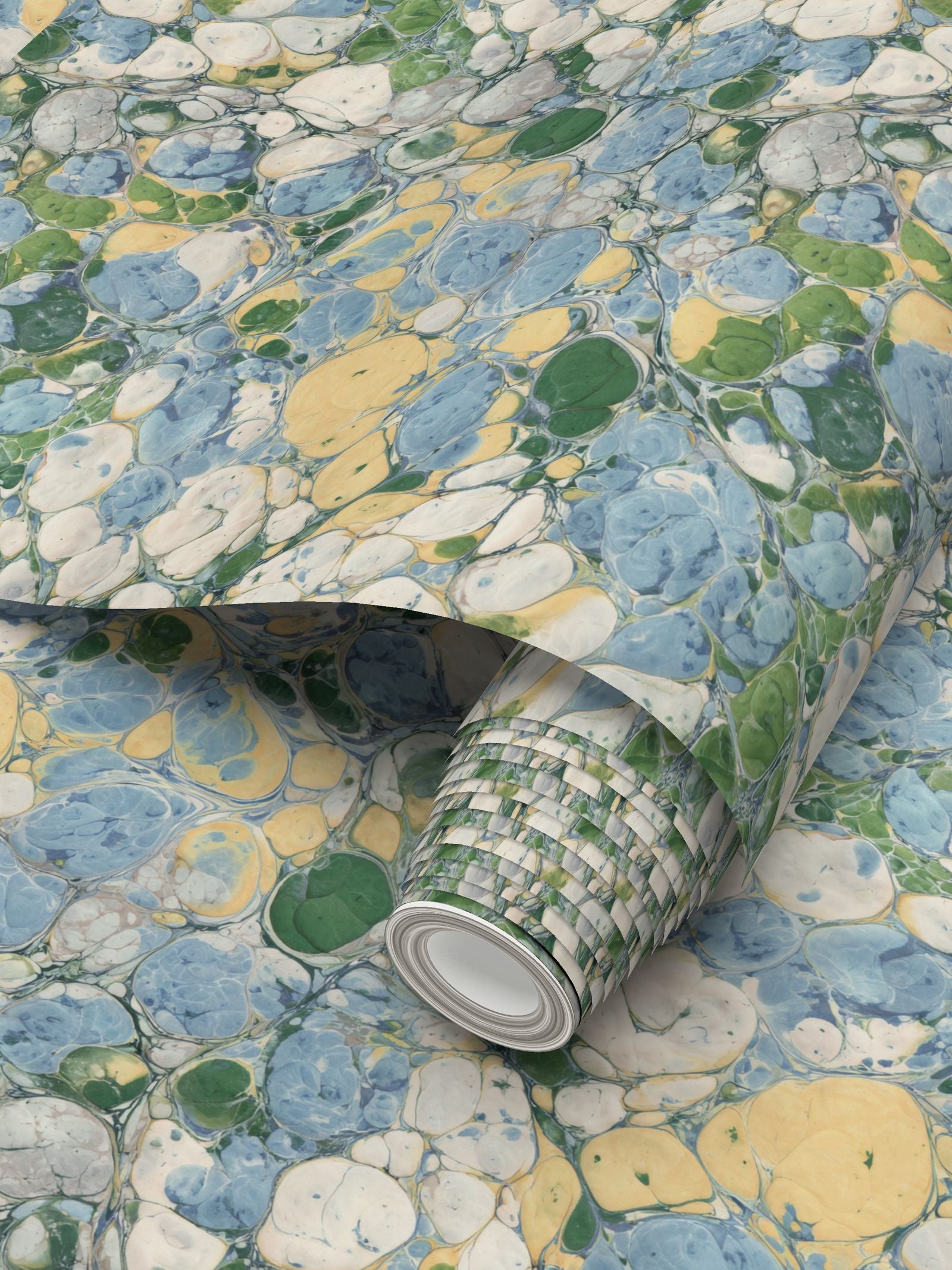 Keats Pebble Marbled Wallpaper – Blue/Green by Kevin Francis Design | Luxury Area Rugs & Home Decor