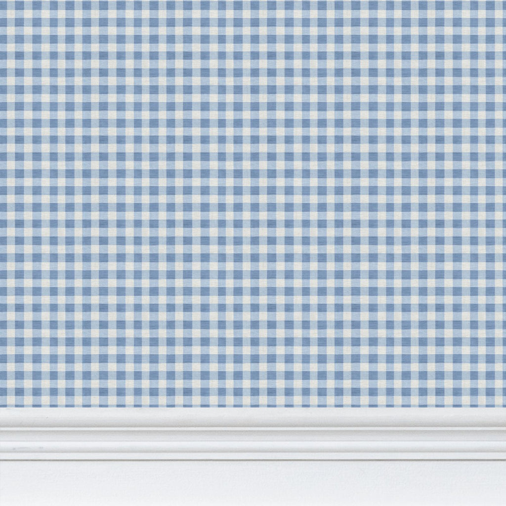 Austen Gingham Small Check Wallpaper – French Blue by Kevin Francis Design | Luxury Area Rugs & Home Decor