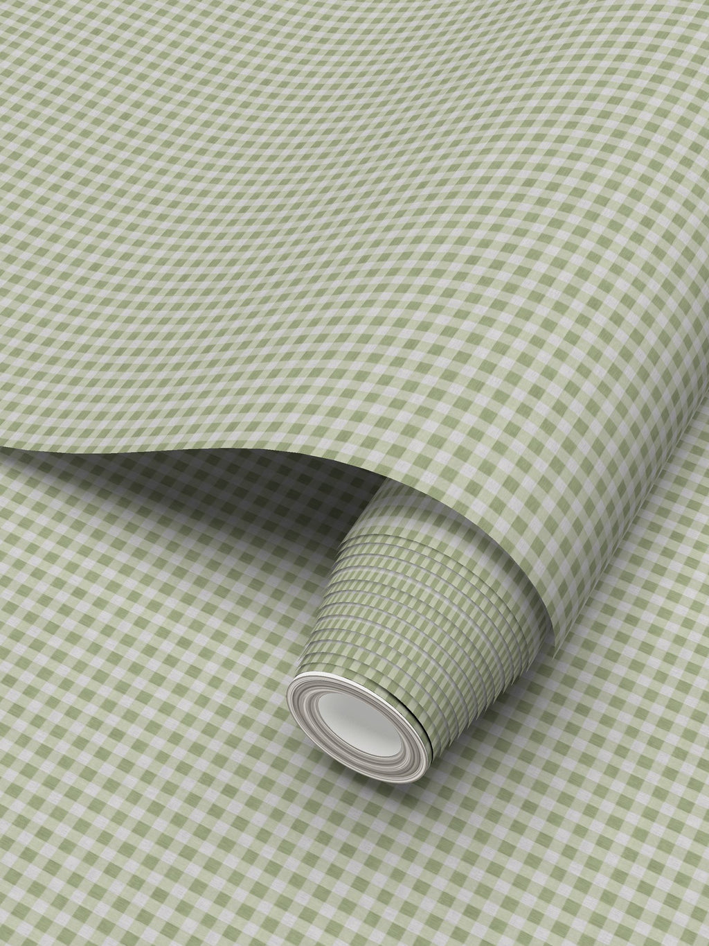 Austen Gingham Small Check Wallpaper – Thyme Green by Kevin Francis Design | Luxury Area Rugs & Home Decor