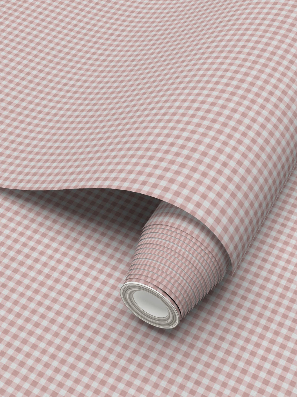Austen Gingham Small Check Wallpaper – Powder Pink by Kevin Francis Design | Luxury Area Rugs & Home Decor