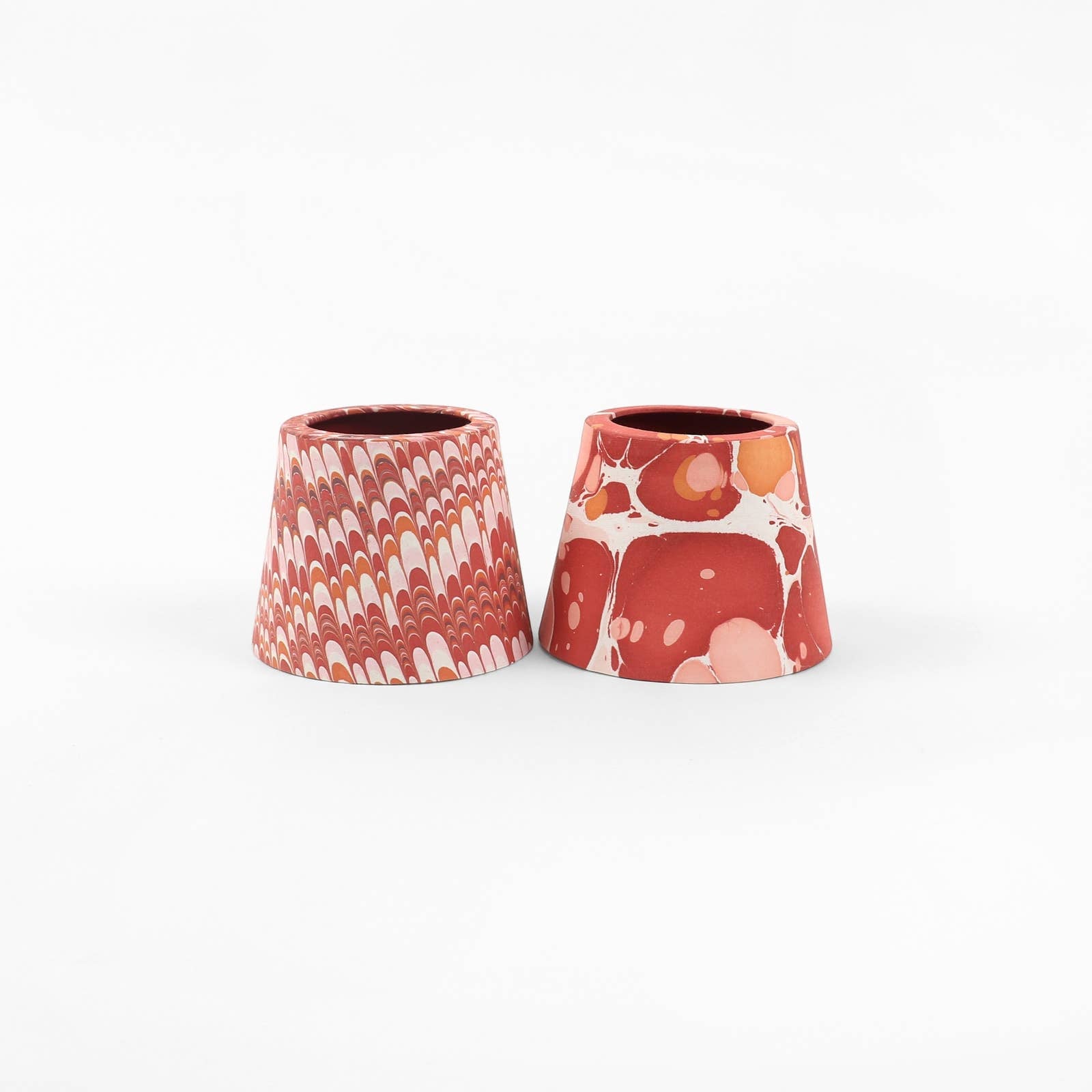 Red Mountain hand-marbled paper Poldina lamp shade cover by Kevin Francis Design