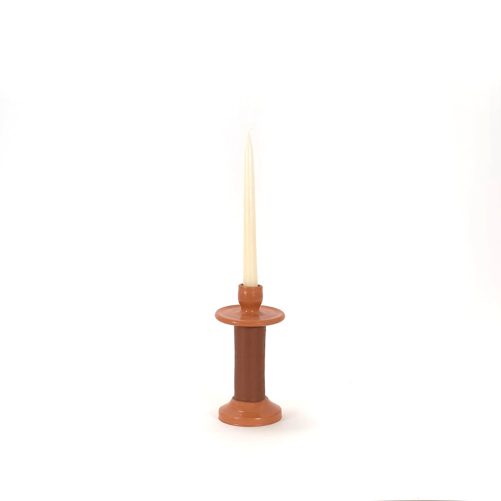 Leather-Wrapped Taper Candle Holder