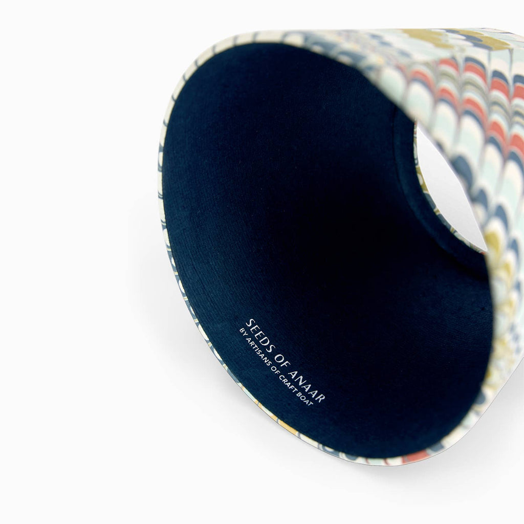 Ocean Mountain hand-marbled paper Poldina lamp shade cover by Kevin Francis Design